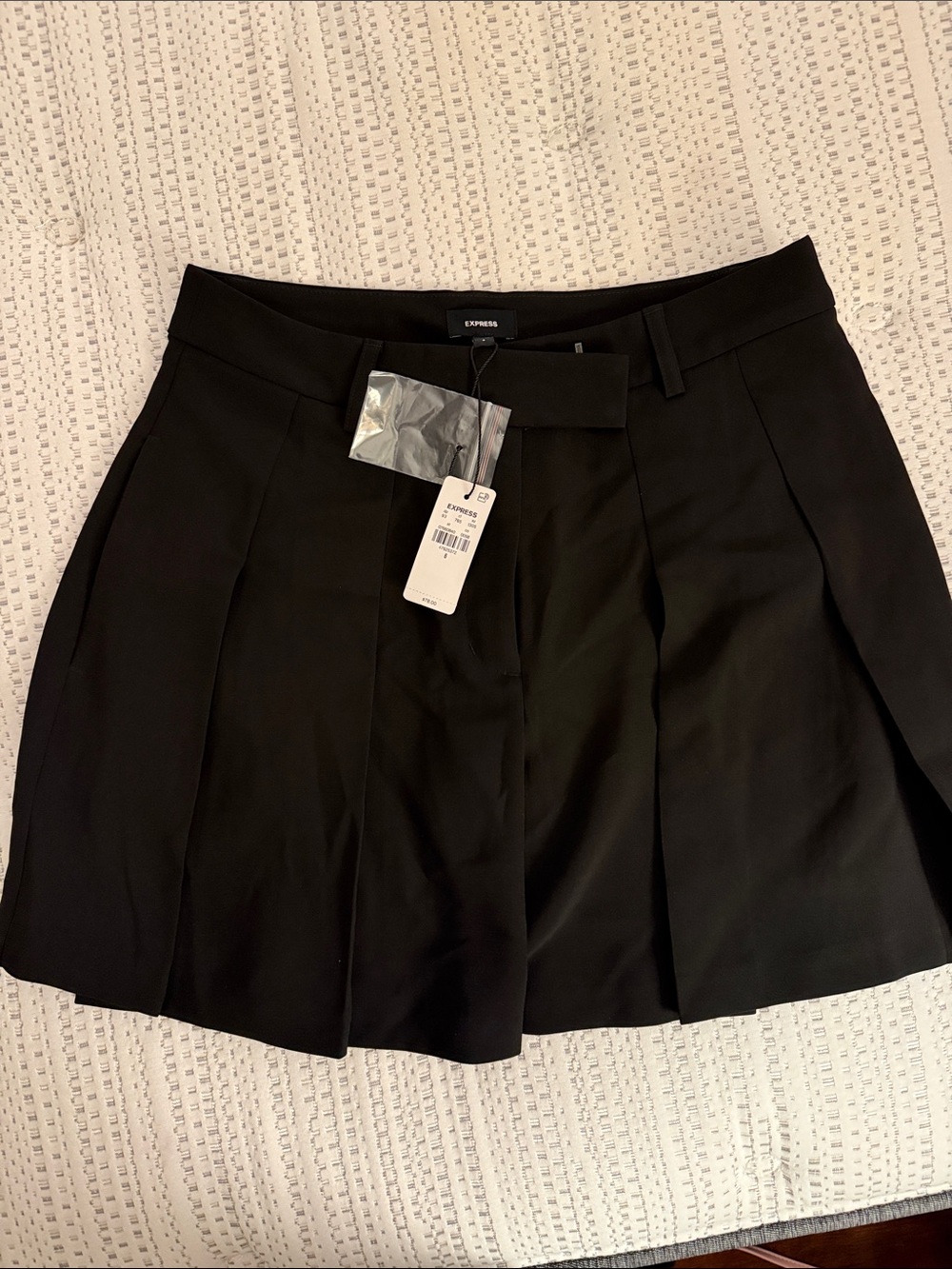 Express Black Pleated Skirt with Front Tabs